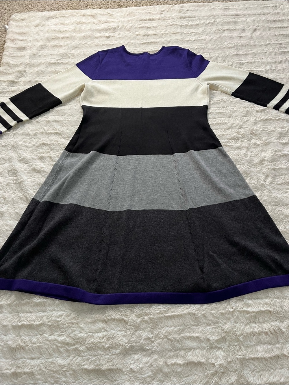 Jessica Howard Printed Colorblock Knit Dress in Purple, White & Gray (Size L) - Picture 4 of 8